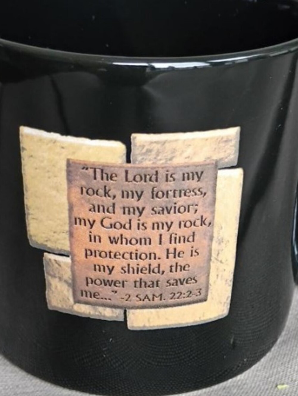 Black Inspirational Ceramic Mug - The Lord Is My Rock Faith Inspired Christian - Picture 4 of 4